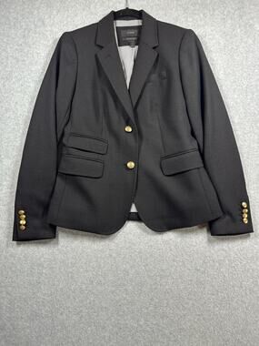 J.Crew Schoolboy Blazer Women's 2 Black Wool Notch Lapel Single Breasted